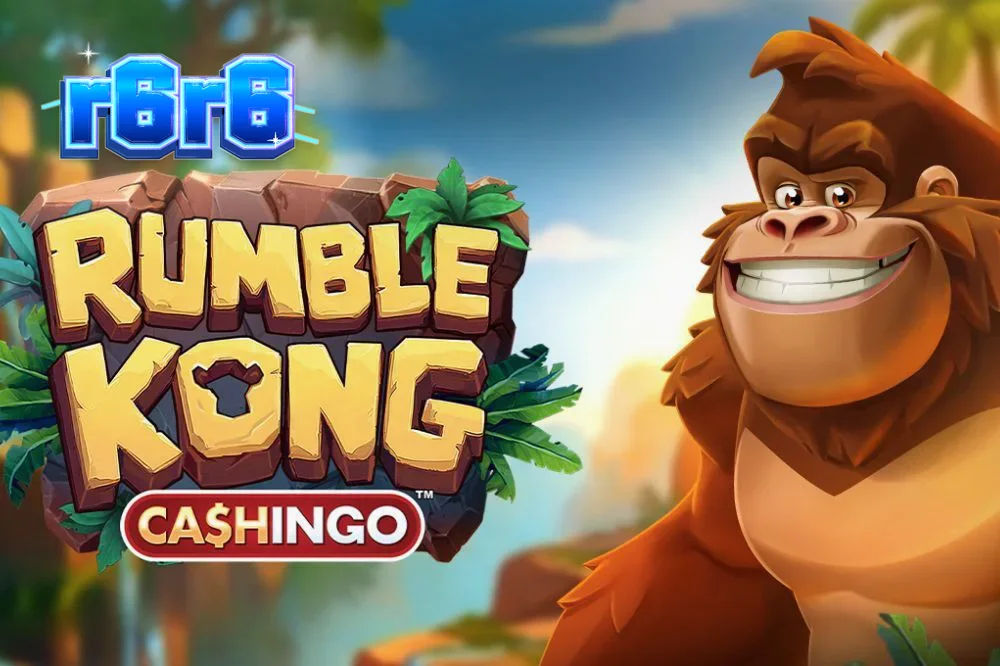 Tampilan visual slot Rumble Kong CASHINGO dengan tema hutan yang cerah